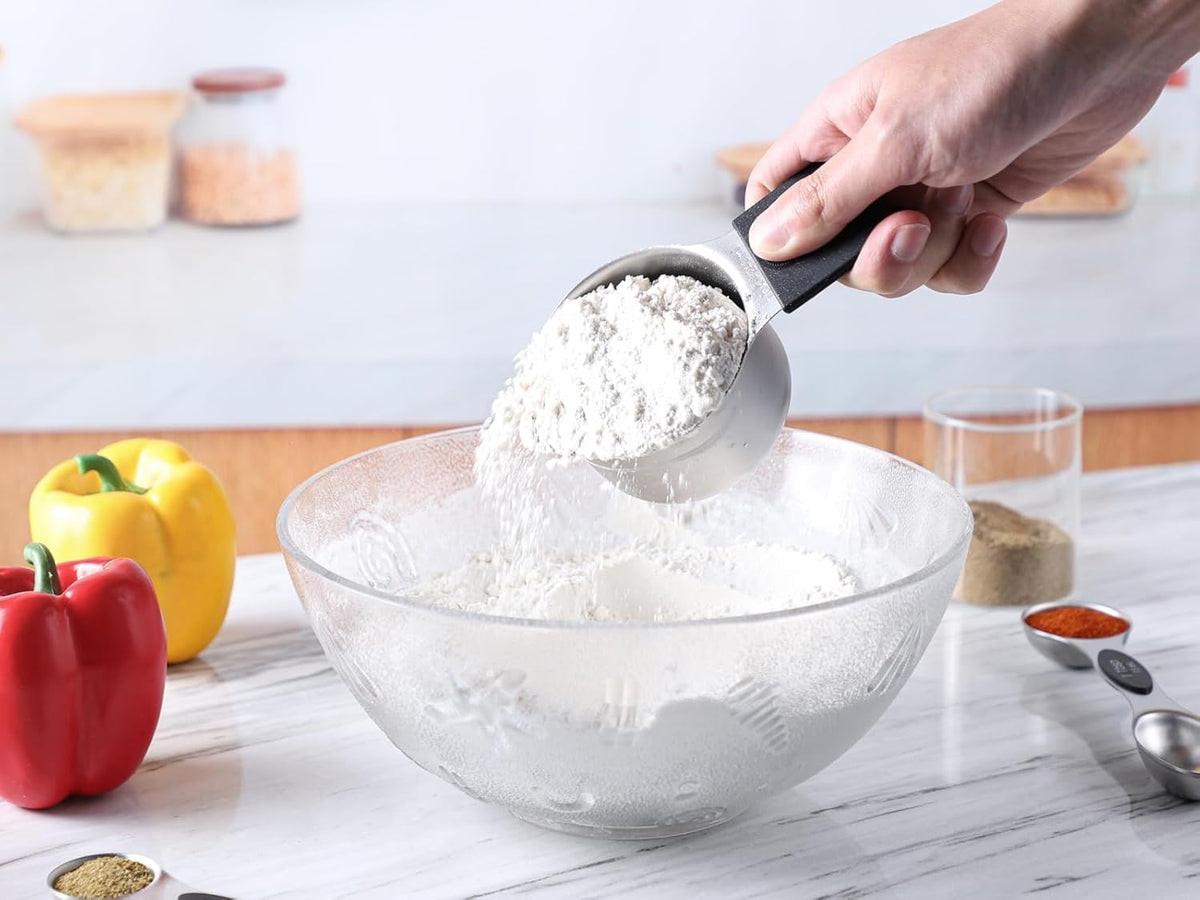 Measuring Cups and Spoons Set Including 8 Stainless Steel Magnetic Measuring Cups 8 Double Sided Magnetic Measuring Spoons with 1 Leveler for Dry and