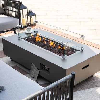 Westwood 50” Propane Fire Pit Smokeless Firepit Converts to Outdoor Gas Fire Pit for Outside Patio Firepit Table Includes Windscreen Rain & Tank Cover Lava Rocks Lid CSA Certified