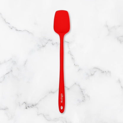 Elihome Skinny Silicone Spoonula - Non-Stick Heat Resistant Silicone Scraper Spatula for Mixing, Serving, Scraping, Stirring, and More - 11 Inch, Red