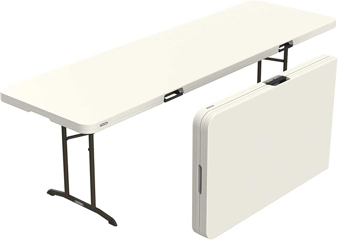 Lifetime 80882 Commercial Fold in Half Table, 8 Feet, 2 Pack, Almond