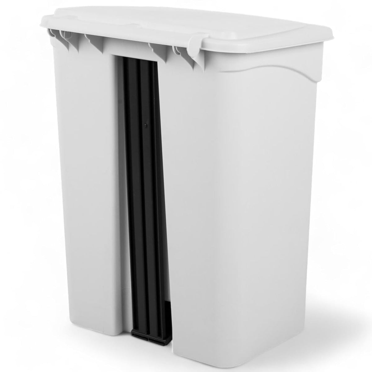 PRO&Family Step-On Trash Can with Lid, Plastic Waste Bin, Foot Pedal Operation (White, 18 Gallon)