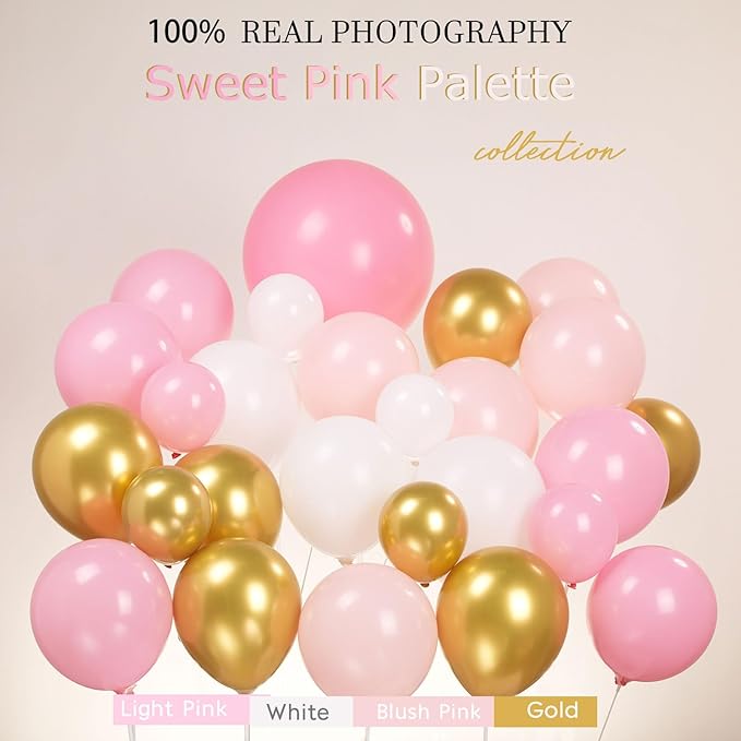 Pink and Gold Themed Graduation Balloon Garland Arch Kit with Large foil Balloons for High School College students graduate class of 2025 Prom Congrats Party Decorations Backdrop (Pink white gold)