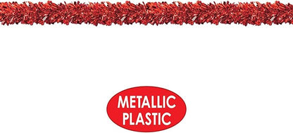 Beistle Metallic Festooning Garland Hanging Decorations, Christmas Party Supplies, Valentine's Day, 4" x 15', Red