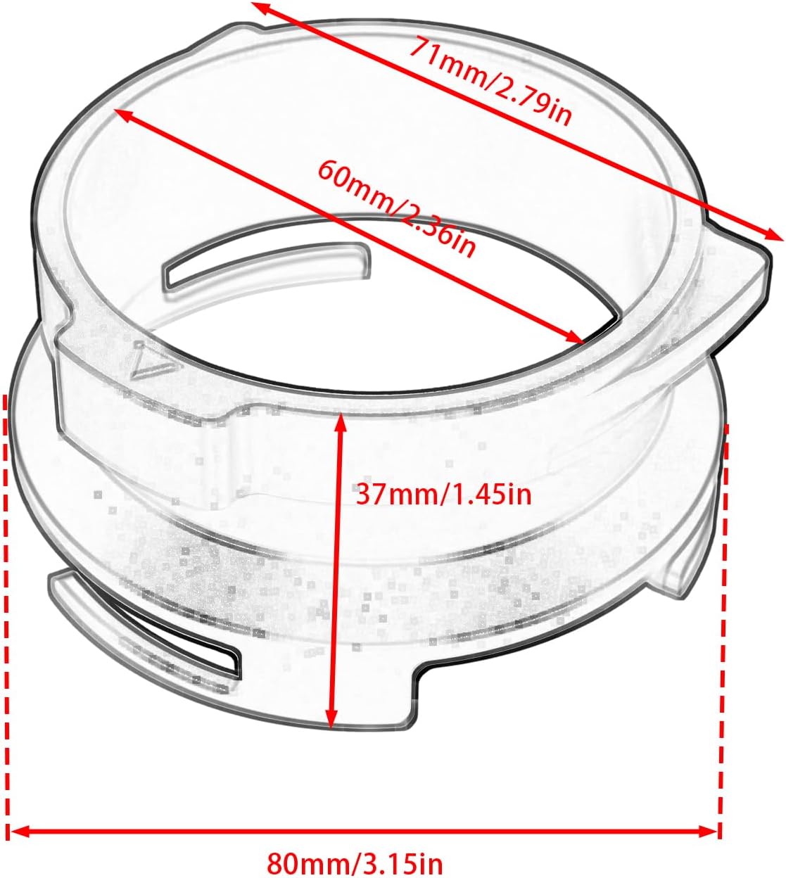 Espresso Dosing Funnel Compatible with Barsetto, Calphalon Temp IQ 58mm Portafilter, Aluminum Alloy, Black