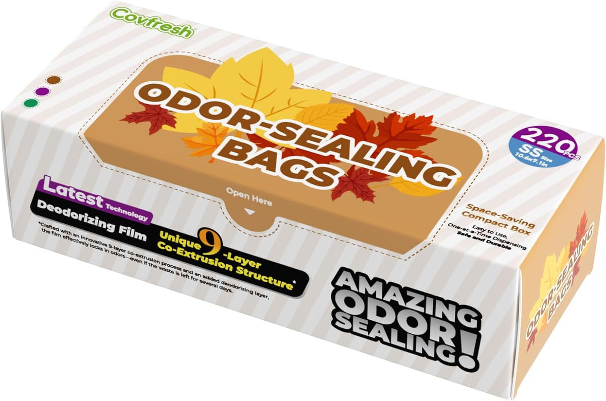 Odor Sealing Small Trash Bags Home & Food Use XS-220 Count Disposable Bags, Durable and Unscented (Color:Brown)
