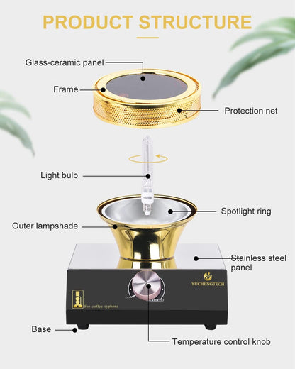 Yuchengtech Halogen Beam Heater Burner Smart Siphon Beam Heater for Hario Yama Syphon Coffee Maker (Only Stove) (220V)