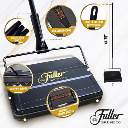 Fuller Brush 17029 Electrostatic Carpet & Floor Sweeper - 9" Cleaning Path - Lightweight - Ideal for Crumby Messes - Works On Carpets & Hard Floor Surfaces - Fresh Mint