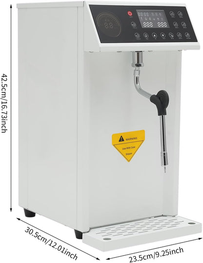8L/2.11gal Commercial Steam Milk Frother, 3000W 5-Gear Fast Heating Milk Steamer Machine Electric Steam Milk Frothing Machine Espresso Coffee Milk