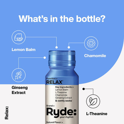 RYDE: Discovery Pack | Energize, Focus & Relax Shots | Green Tea Caffeine, Taurine, Ginseng, B Vitamins, L-Theanine, Lemon Balm, Chamomile | 0 Calories, 0 Sugar | Variety Pack – Try Them All (6 Pack)