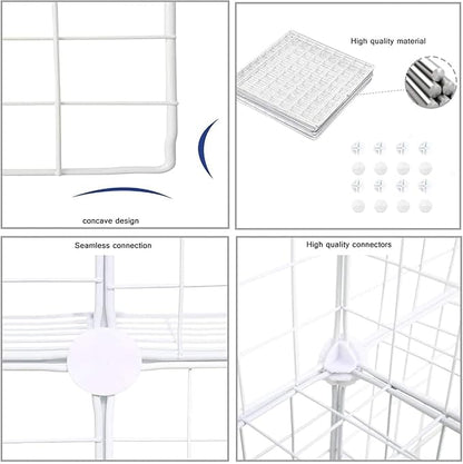 C&AHOME Wire Cube Storage, 4-Cube Storage Organizer Metal, C Grids Storage Bins Shelving, Modular Bookshelf Shelf, Closet Cabinet Ideal for Bedroom, Office 12.4”L x 24.8”W 36.6”H White UWCS3004W