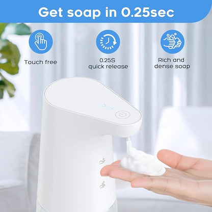 Automatic Foaming Soap Dispenser: LAOPAO Touchless Hand Soap Dispenser for Kids Type-C Rechargeable Sensor Pump Waterproof Foam Dispenser for Bathroom Kitchen School Xmas Gift, 13oz