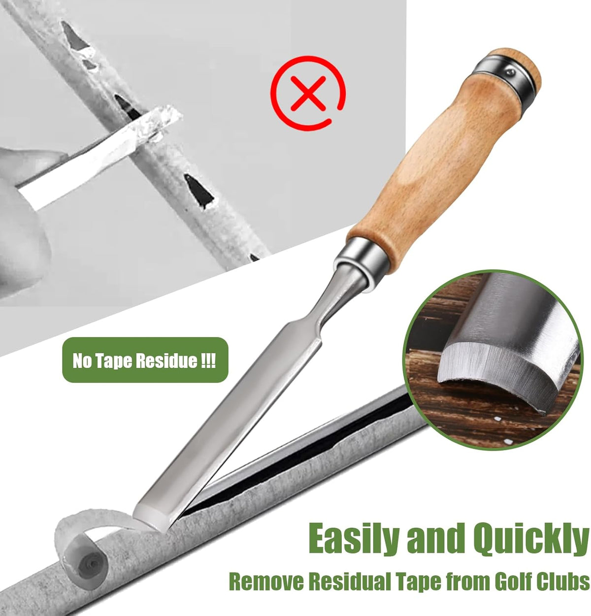 Golf Grip Removal Tool and Golf Grip Tape Removal Tool, V-Groove Grip Remover Saver 12“, High-Carbon Steel Gripping Tool, Golf Club Gripping Kit Golf Grip Tool
