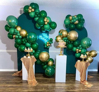 Green and Gold Balloons,60Pcs Dark Green Balloons,12in Gold and Green Latex Balloon for Birthday Graduation St. Patrick's Day Jungle Party Decorations