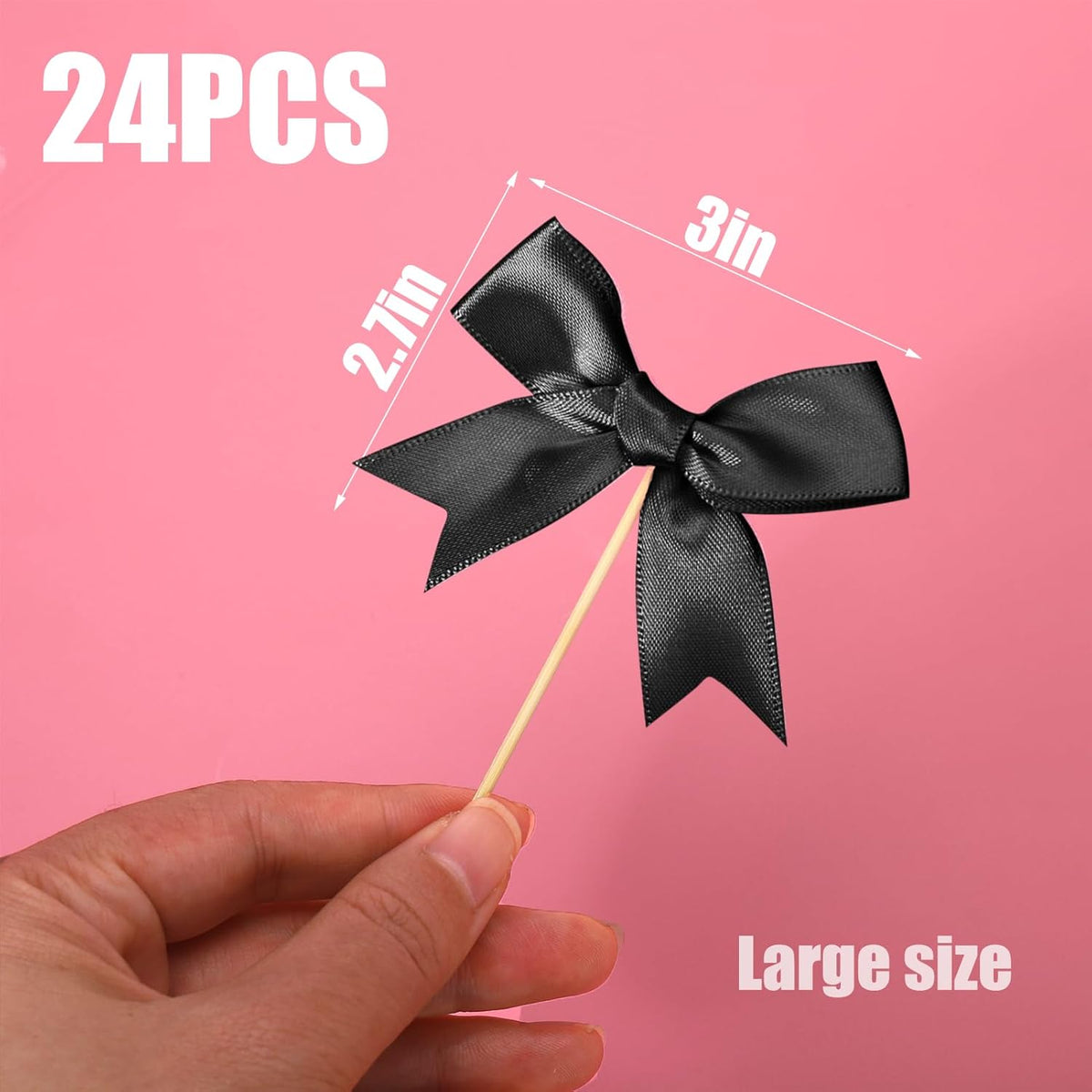 24Pcs Bow Cupcake Toppers - Black Bow Cake Topper Birthday Decorations, Bowknot Cupcake Picks for Coquette Bow Theme Party Decoration Bachelorette