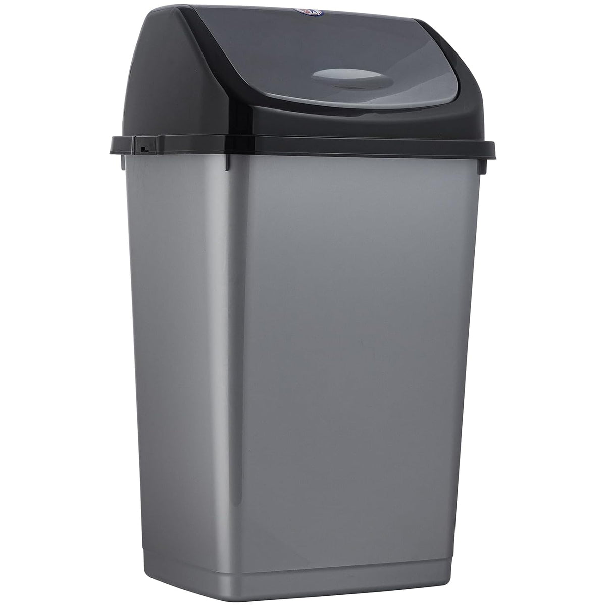 Superio Kitchen Trash Can 13 Gallon with Swing Lid, Plastic Tall Garbage Can Outdoor and Indoor, Large 62 Qt Recycle Bin and Waste Basket for Home, Office, Garage, Patio, Restaraunt (Grey/Black)