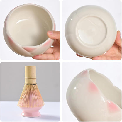 8 pieces Handmade Gift box set of ceramic matcha bowl, Japanese retro high appearance level tulip matcha bowl