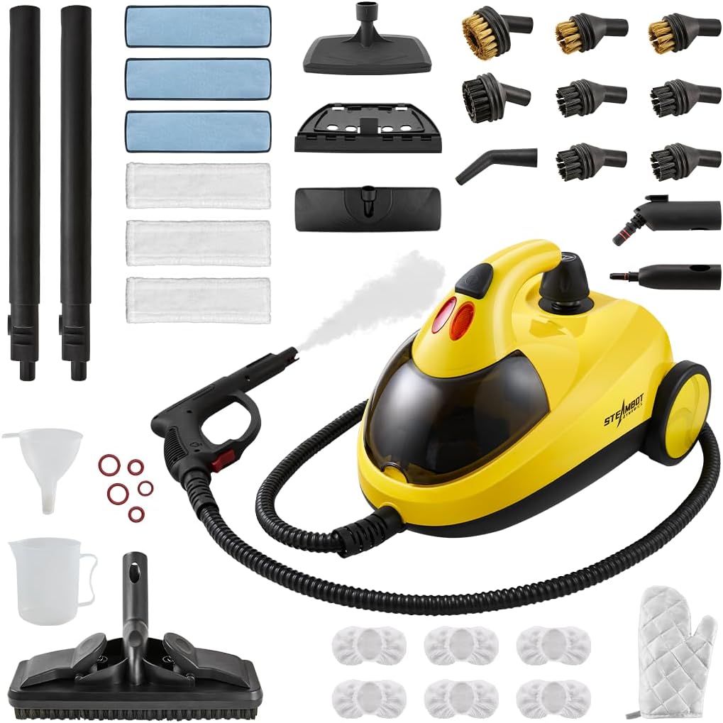 37-in-1 Steam Cleaner mop for Home & Car, 2L Water Tank, 4.3ft Hose, Deep Steam Cleaning for Floors, Tiles, Grout, Windows, Kitchen, Living Room