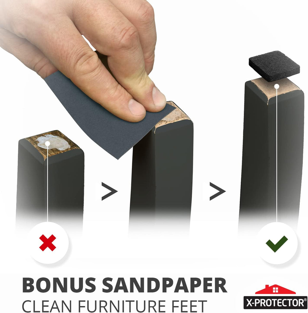 Felt Furniture Pads 235 PCS X-Protector! Huge Quantity of Black Furniture Pads for Hardwood Floors with Many Big Sizes – Your Ideal Wood Floor Protectors for Furniture.