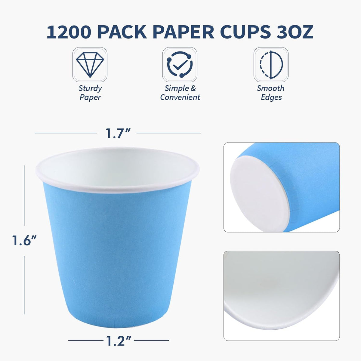 3oz Disposable Paper Cups 1200Pack, Small Bathroom Cups Bulk, Small Blue Paper Mouthwash Tumblers Perfect for Bathroom, Party, Picnic