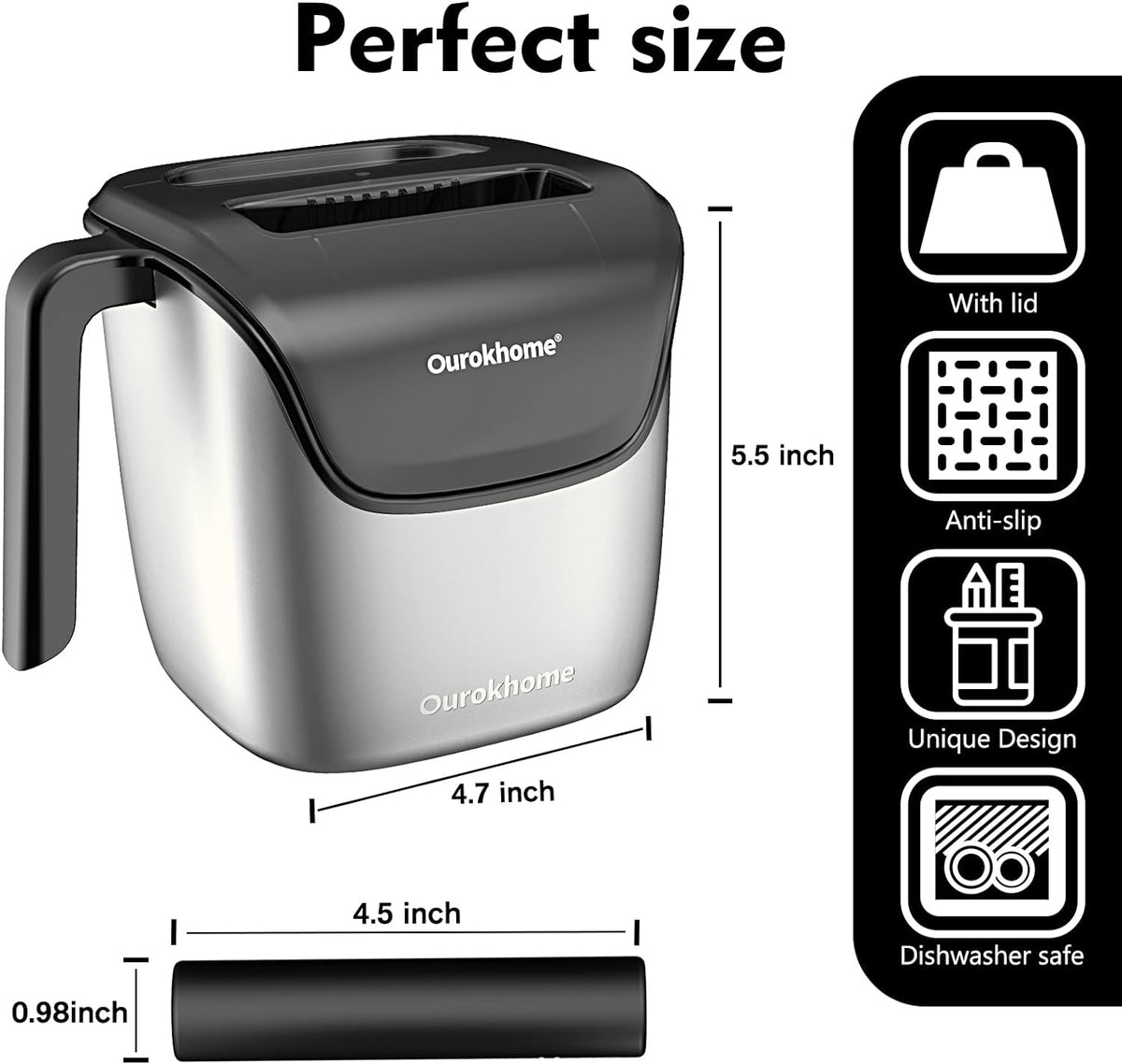 Ourokhome Knock Box Espresso Accessories, The Latest Patented Stainless Steel Espresso Machine Tool for Coffee Ground with Removable Knock Bar