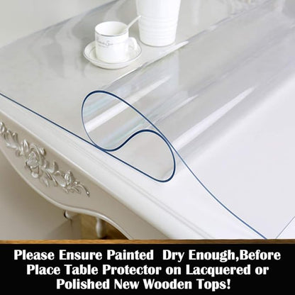 18x62 Inch 1.5mm Thick Clear Mat for Meeting Writing Desk Transparent Protector Mat for Table Crystal Table Mat Clear Plastic Table Protector PVC Vanity Mat Dresser Protector Mat Waterproof Non-slip