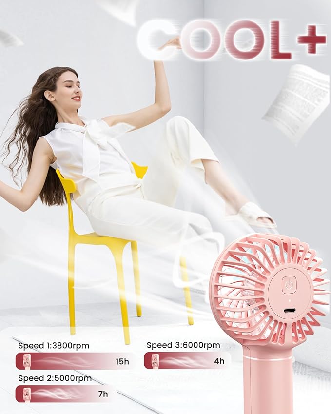 EasyAcc Mini Portable Handheld Fan, 3000mAh + 15 Hrs Working Time + Portable Lanyard + Professional ODM + Durable, Mini Pocket Personal Lash Fan for Kids Girls Women Travel Indoor Outdoor