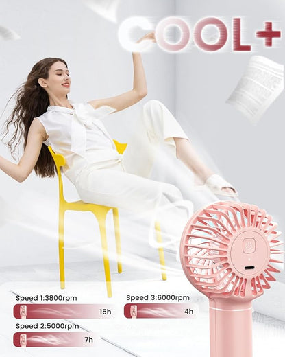 EasyAcc Mini Portable Handheld Fan, 3000mAh + 15 Hrs Working Time + Portable Lanyard + Professional ODM + Durable, Mini Pocket Personal Lash Fan for Kids Girls Women Travel Indoor Outdoor