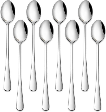7.5 Inches Stainless Steel Iced Tea Spoons,Set Of 8 Long Stirring Spoons For Coffee,Cocktail,Ice Cream,Long Handle Iced Teaspoons For Bar