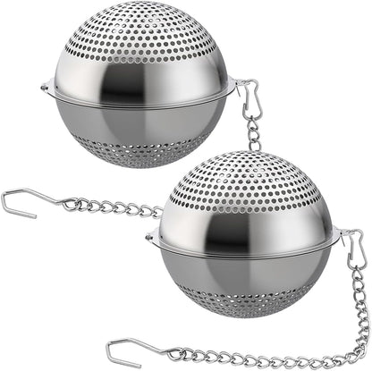 2 Pack Food Grade 304 Stainless Steel Mesh Tea Ball 2.1 Inch Tea Infuser Strainer Filter Diffuser for Loose Tea