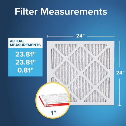 Filtrete 24x24x1 AC Furnace Air Filter, MERV 11, MPR 1000, Micro Allergen Defense, 3-Month Pleated 1-Inch Electrostatic Air Cleaning Filter, 4 Pack (Actual Size 4-Pack 23.69x23.69x0.81 in)