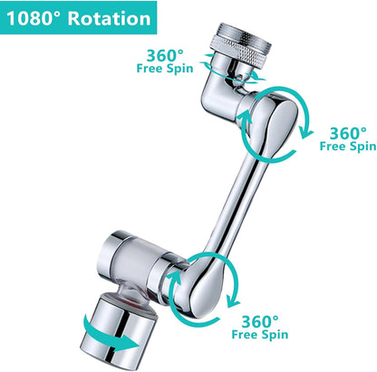 1080°Swivel Faucet Extender with Filter, Sink Water Faucet Aerator Extension in Brass, Swivel Robotic Arm Bathroom Faucet Extender, Kitchen Rotating Extension with 2 Mode Splash