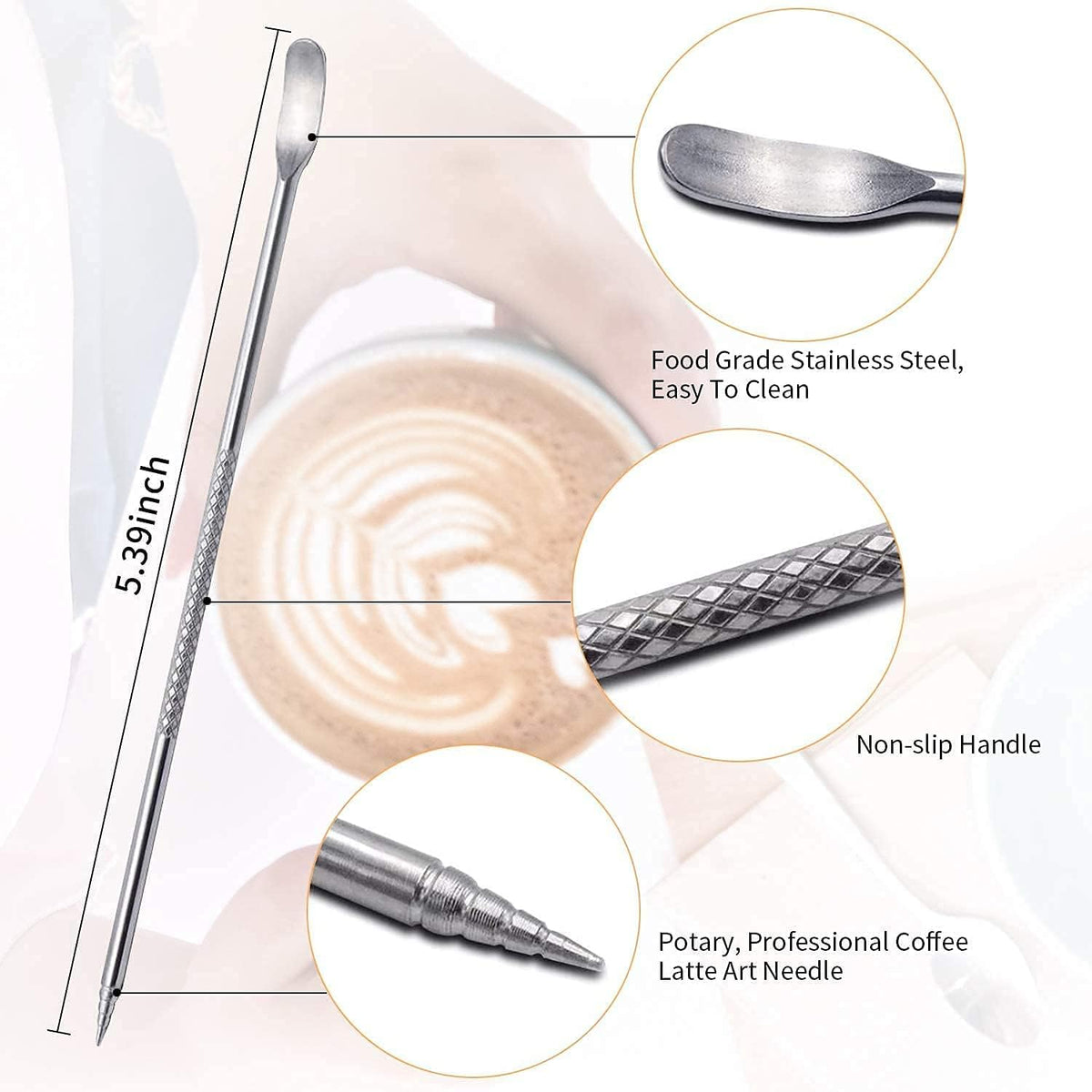 Milk Frothing Pitchers 20 oz, Stainless Steel Espresso Steaming Pitcher with Decorating Pen Coffee Milk Frother Cup with Scale Cappuccino Latte Art