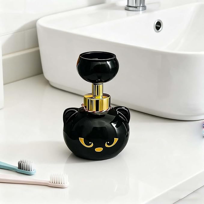 Cute Cat Paw Foam Soap Dispenser, Automatic Soap Dispenser with Black Cat Paw Print Press Creates Paw-Shaped Foam, Refillable Eco-Friendly Hand Soap Dispenser for Home