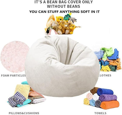 Stuffed Animal Storage Bean Bag Chair Cover (No Filler) Washable Ultra Soft Corduroy Bean Bag Cover for Organizing Plush Toys or Textile, Sack Bean Bag for Adults, Teens