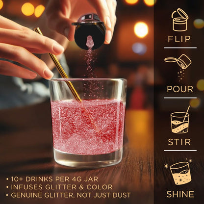 Brew Glitter - Maroon Red (25g Spray Pump 1x Jar), Edible Glitter for Drinks, Cocktails, Beer, Garnish & Beverages