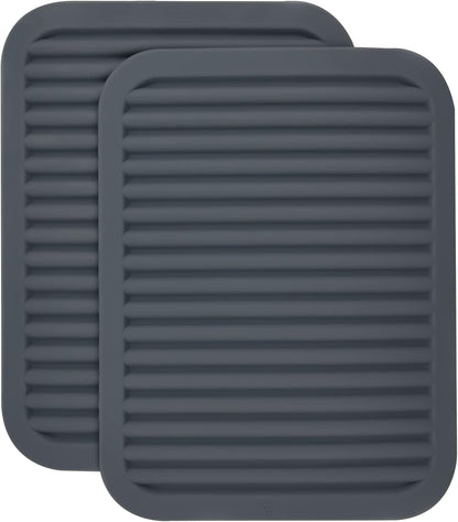 Silicone Trivets for Hot Pots&Pans-Trivet Mat-Hot Pads for Kitchen-Versatile Trivets for Hot Dishes-Heat Resistant Mats for Counter&Table, Pot Holders Drying Mat (9x12) Pack 2 Dark Grey