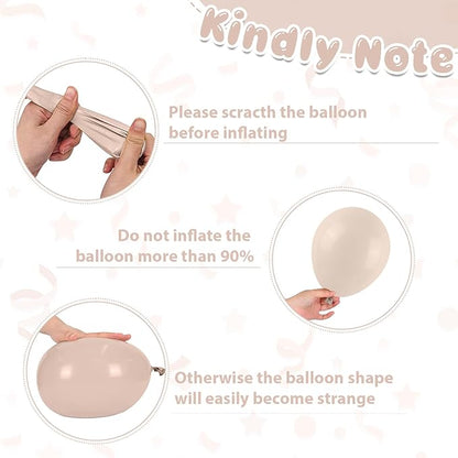 Blush Gold Beige Neutral Balloons, 50pcs 12 inch Double Stuffed Beige Boho Balloons with Metallic Gold Confetti Nude Neutral Cream Balloon for Bridal Baby Shower Birthday Wedding Party Decoration