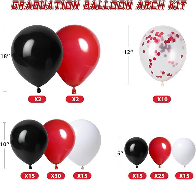 Graduation Decorations 2026 Graduation Party Decorations Set of 4 Boxes with 129pcs Balloons Arch Garland Kit Party Supplies for Any Grades Red