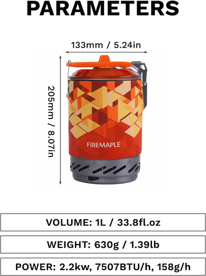 Fire-Maple Fixed Star X2 Backpacking Camping Stove System, Orange,22oz