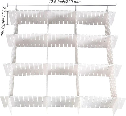 MUKCHAP 72-Piece DIY Grid Drawer Organizer - 12.6 Inch Adjustable Drawer Dividers for Sock, Underwear, Scarf - 36 White, 36 Pink