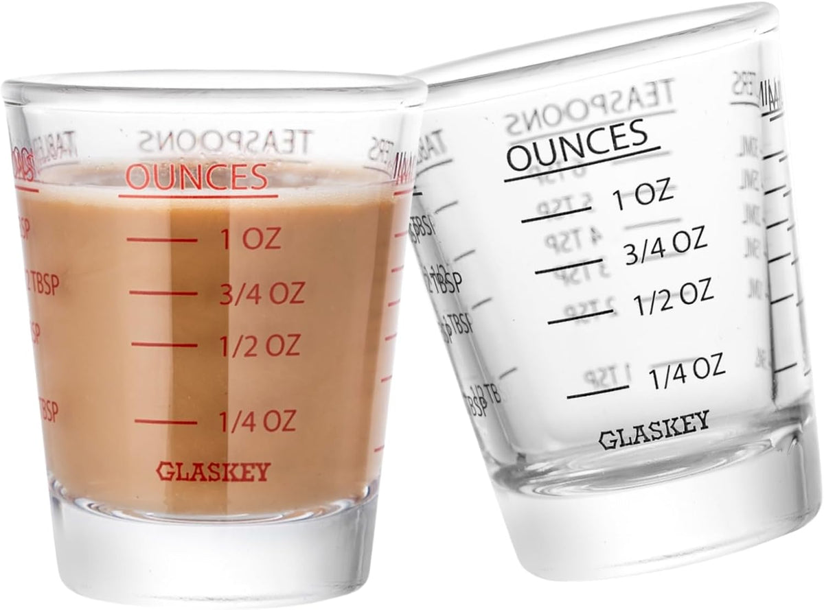 Shot Glasses Measuring Cup Set - 2 Pack Espresso Shot Glasses with Precise Measurement Marks,Heavy Duty Glass,Dishwasher Safe,Perfect for Coffee