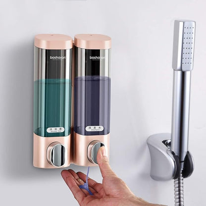 Soap Dispenser Shampoo Shower Dispenser Wall Mount 300mlx2 for Bathroom Hotel (Rose Gold)