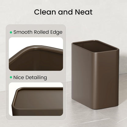 Cesun Small Bathroom Trash Can, 2.1 Gallons, Open-Top, Brown Metal, Stainless Steel, Modern, Ideal for Bathroom, Bedroom, Home Office,Toilet, Rv,Near Desk, Under Sink