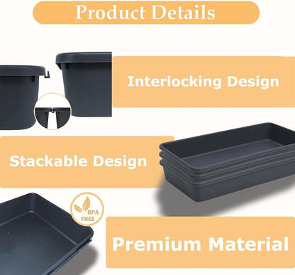3PCS Large Plastic Drawer Organizer, 12" X 6" Desk Drawer Organizer and Storage Trays, Large-size Storage Bins, Organization and Storage Container for Makeup Vanity, Kitchen Utensil, Office, Bathroom