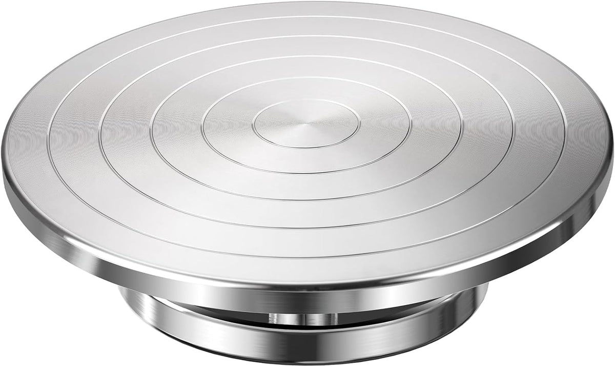 Yncotte 12 Inch Banding Wheel, Double-Sided Pottery Wheel Turnable Aluminium Alloy Heavy Duty Metal Sculpting Wheel with Ball Bearings for Ceramics Clay Model Making Cake Decor Paint Spraying Display