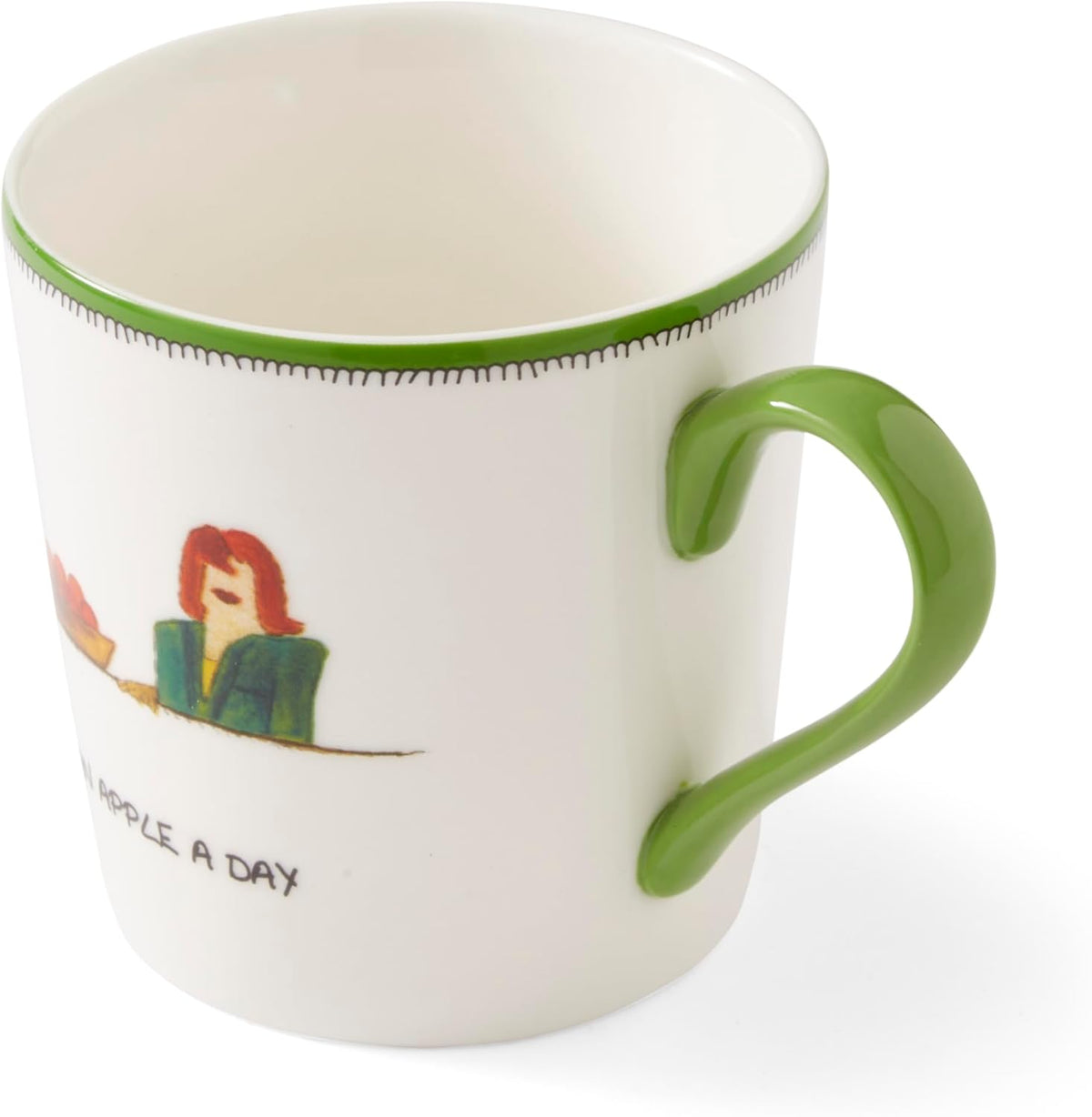 Spode Kit Kemp 12oz Doodle Mug, An Apple A Day- Unique Doodle Pattern, Fine China, Dishwasher Safe, For Coffee and Tea, Ideal Celebration Gift