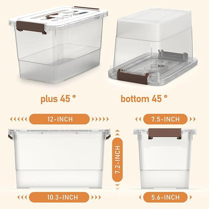 8 Packs Clear Plastic Storage Bins with Lids/Handle, 7 Quart Storage Latch Organize Boxs, Stackable Storage Containers for Organizing