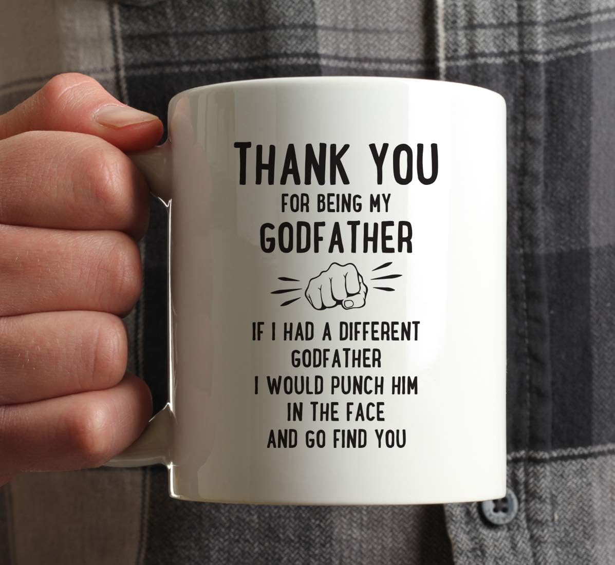 Andaz Press Funny Family 11oz. Coffee Mug Gift, Thank You for Being My Godfather, Punch in Face, 1-Pack, Christmas Birthday Drinking Cup Present Ideas