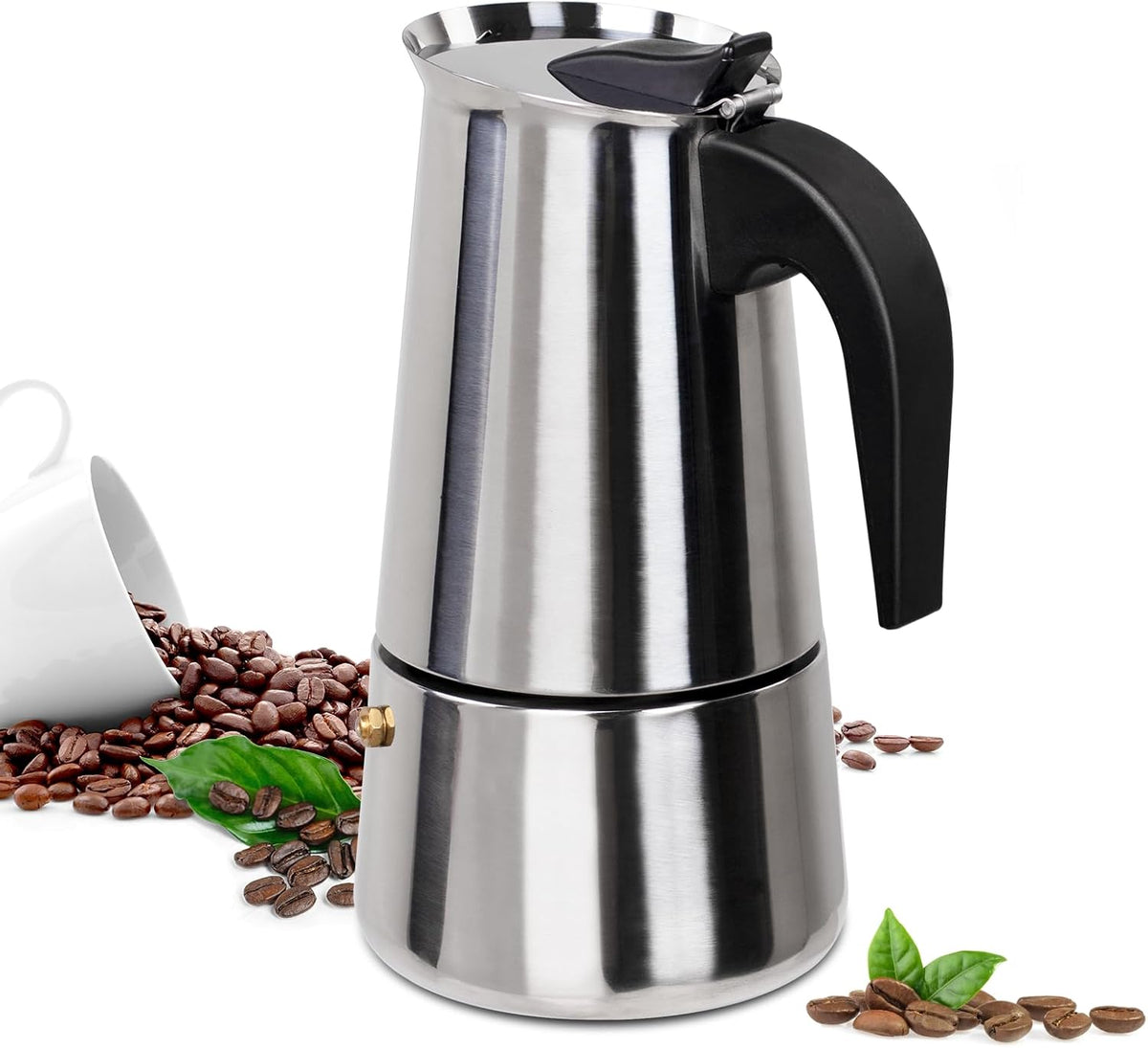 9 Cup Moka Pot Stainless Steel 450ml Italian Espresso Coffee Maker Stovetop Coffee Makers Mocha Pot Percolator Greca Coffee Maker for Induction Stove