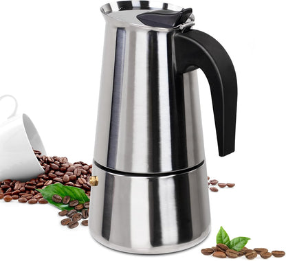 9 Cup Moka Pot Stainless Steel 450ml Italian Espresso Coffee Maker Stovetop Coffee Makers Mocha Pot Percolator Greca Coffee Maker for Induction Stove